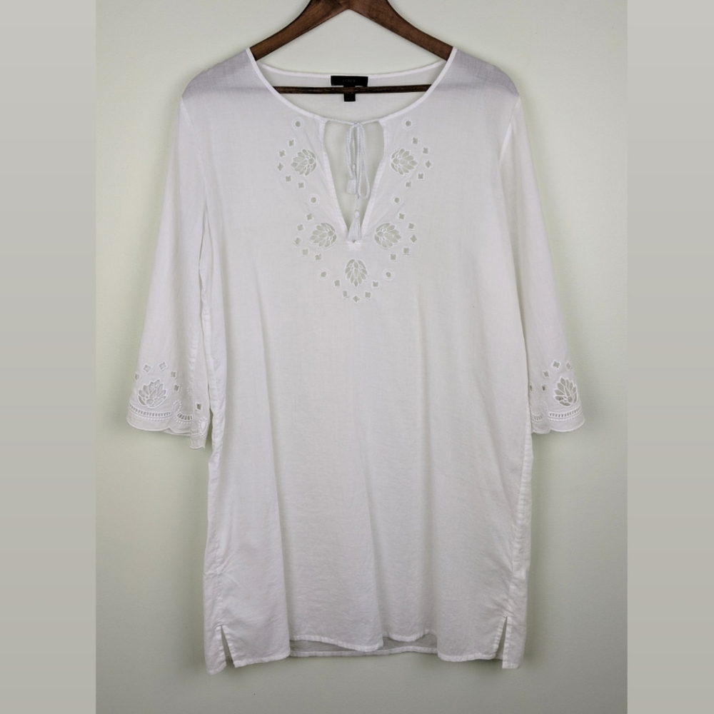 J. Crew 3/4 Bell Sleeve Eyelet Tunic